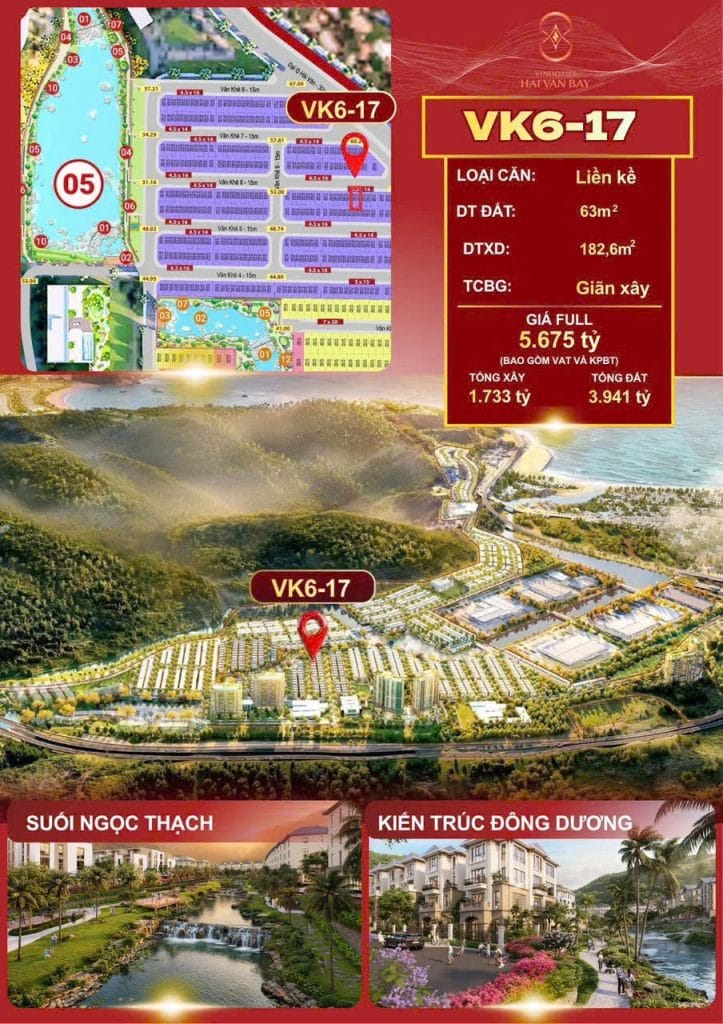 Bảng giá chi tiết căn liền kề VK7-36 phân khu Bạch Vân Vinhomes Hải Vân Bay Đà Nẵng.