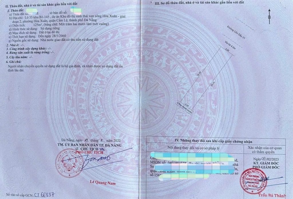 Bán 03 lô liền kề đường Cồn Dầu 21 Hòa Xuân Đà Nẵng giá 65 triệu/m2