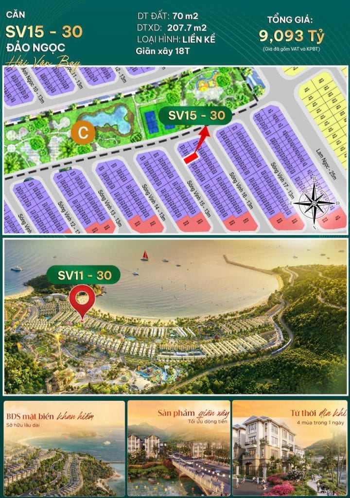 Giỏ hàng Đảo Ngọc Vinhomes Hải Vân Bay Đà Nẵng mới nhất 2026 với quỹ căn liền kề, biệt thự giá tốt từ Bình Minh Land.
