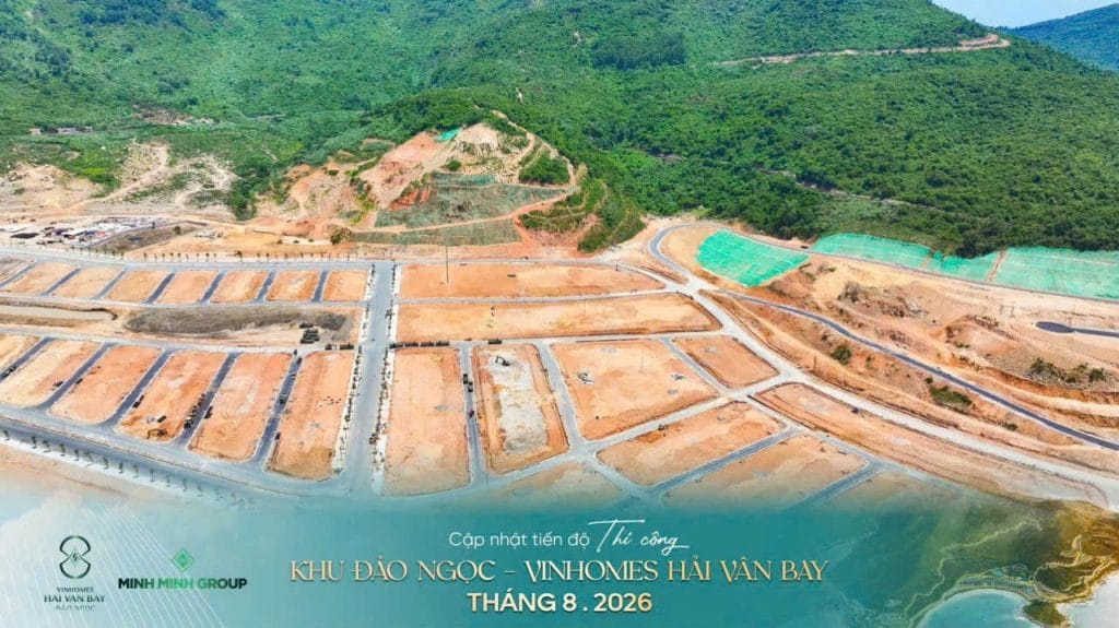 Cập Nhật Tiến Độ Thi Công Vinhomes Hải Vân Bay Tháng 8/2026 – Đảo Ngọc & Bạch Vân Thay Đổi Từng Ngày