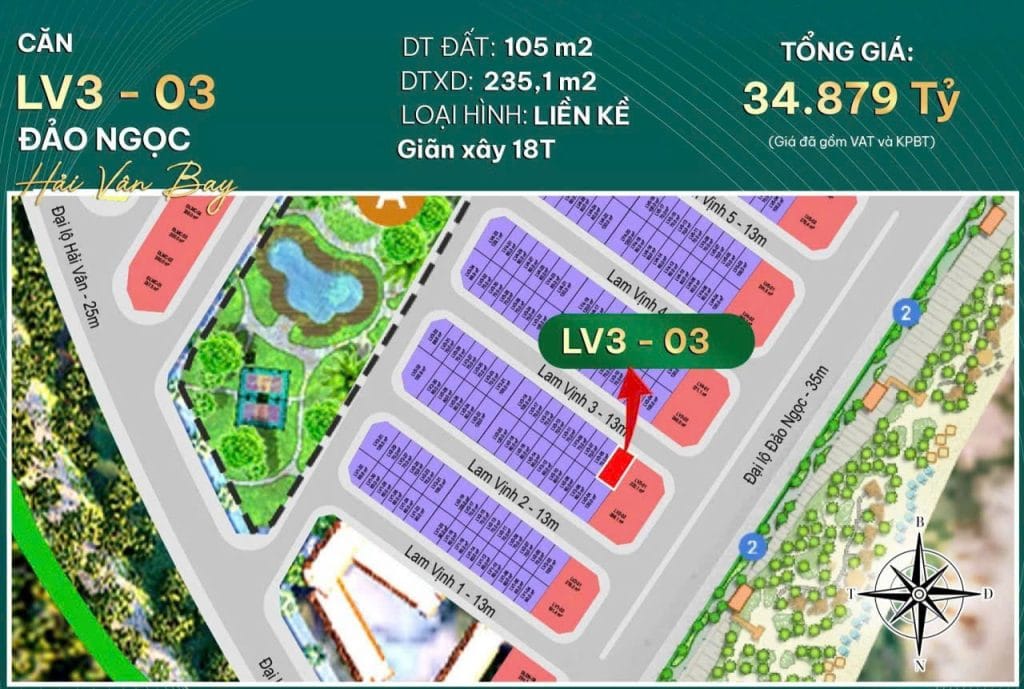 ​Giỏ Hàng Biệt Thự & Liền Kề Đảo Ngọc Hải Vân Bay - Sở Hữu Lâu Dài, Giãn Xây 18 Tháng