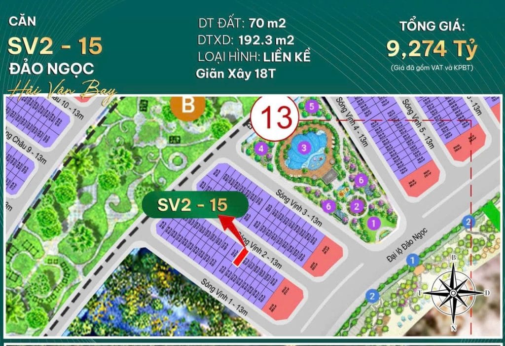 Bán căn liền kề SV2-15 Đảo Ngọc Hải Vân Bay mặt biển sở hữu lâu dài