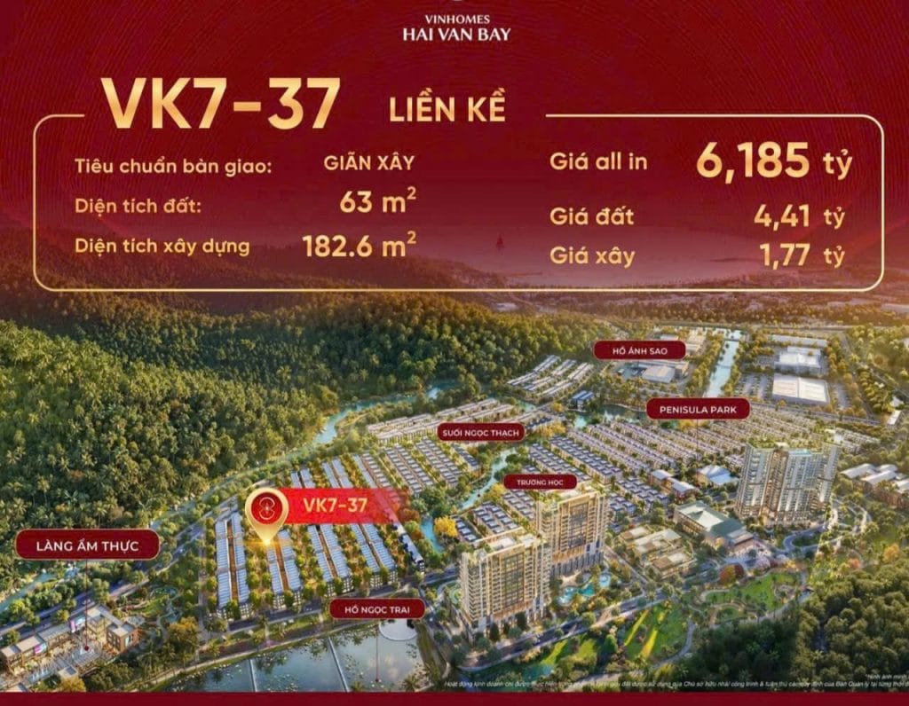 ​Bán Liền Kề VK7-37 Vinhomes Hải Vân Bay Đà Nẵng - Giá Chỉ 6,185 Tỷ
